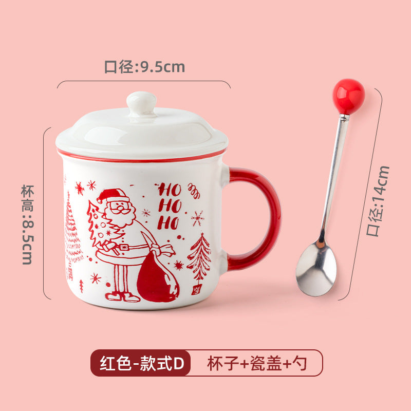 A Christmas mug creative cute cartoon ceramic cup girls coffee cup teacup holiday gift cup