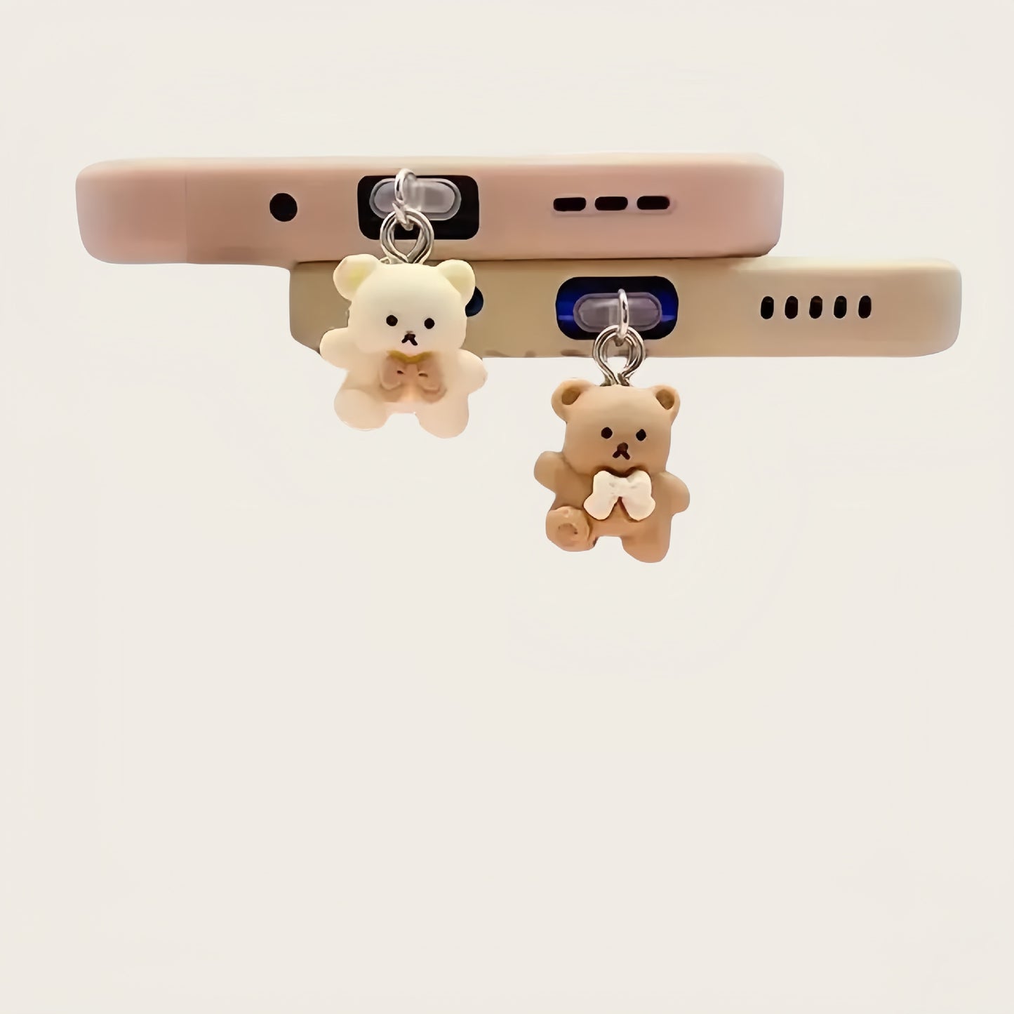 A Mobile Phone Dust Plug IOS Phone/Type-C/Android Couple Coffee Bear Pendant Mobile Phone Pendant