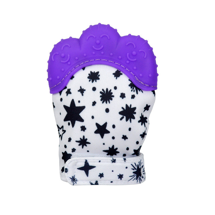 A Silicone molar gloves Food grade Baby imitation finger molar stick Hand guard Sound toy
