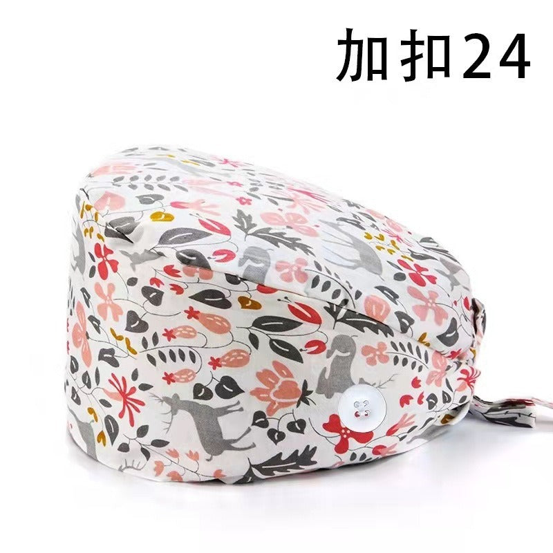 A Cross-border surgical cap Cotton solid color nurse operating room cap Sweat-absorbing and windproof confinement cap Dental dentist cap