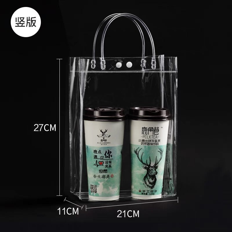 A spot stall pvc plastic tote bag transparent hose thickened red wine packaging bag gift bag