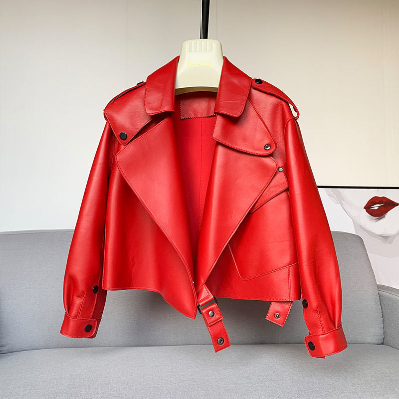 A sheepskin women's leather jacket