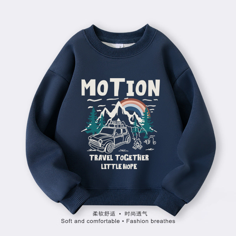 A children's crew neck sweater