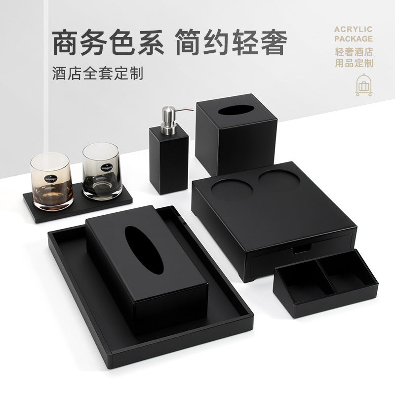 Acrylic hotel toiletries storage box bathroom sink disposable toothbrush storage box tray tissue box