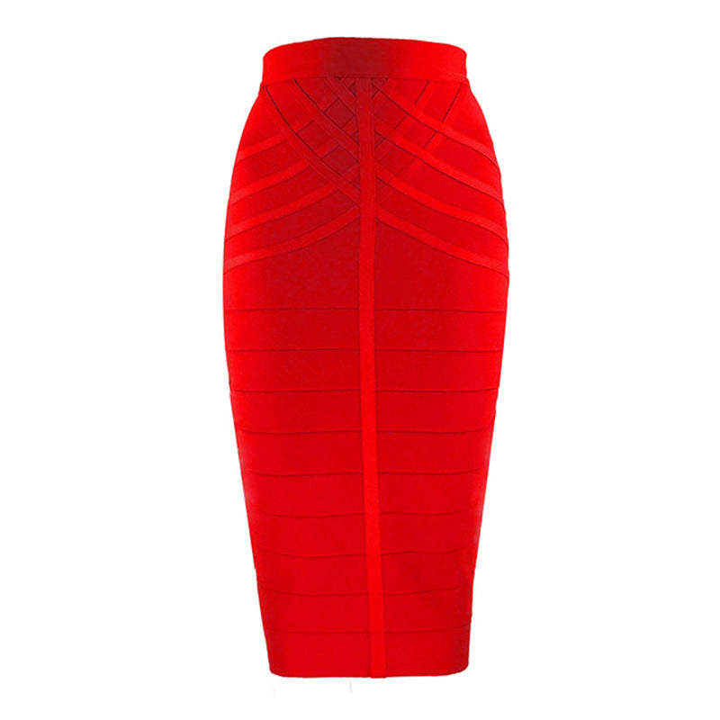 A European and American new model with characteristic stripes, sexy mid-skirt temperament, slim fit, high waist, hip wrap