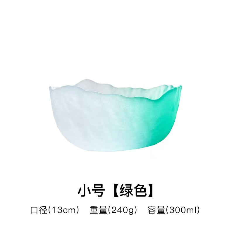 A Creative Japanese Lotus Mist Powder Glass Fruit Salad Bowl Set High Value Dessert Bowl Light Luxury Simple Household Fruit Plate