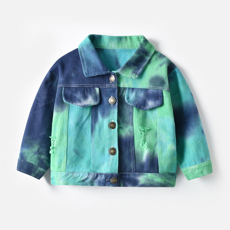 A children's tie-dye denim jacket