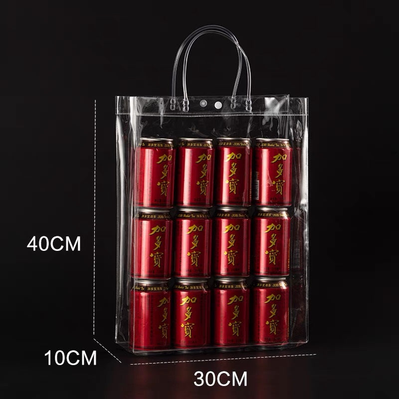 A spot stall pvc plastic tote bag transparent hose thickened red wine packaging bag gift bag