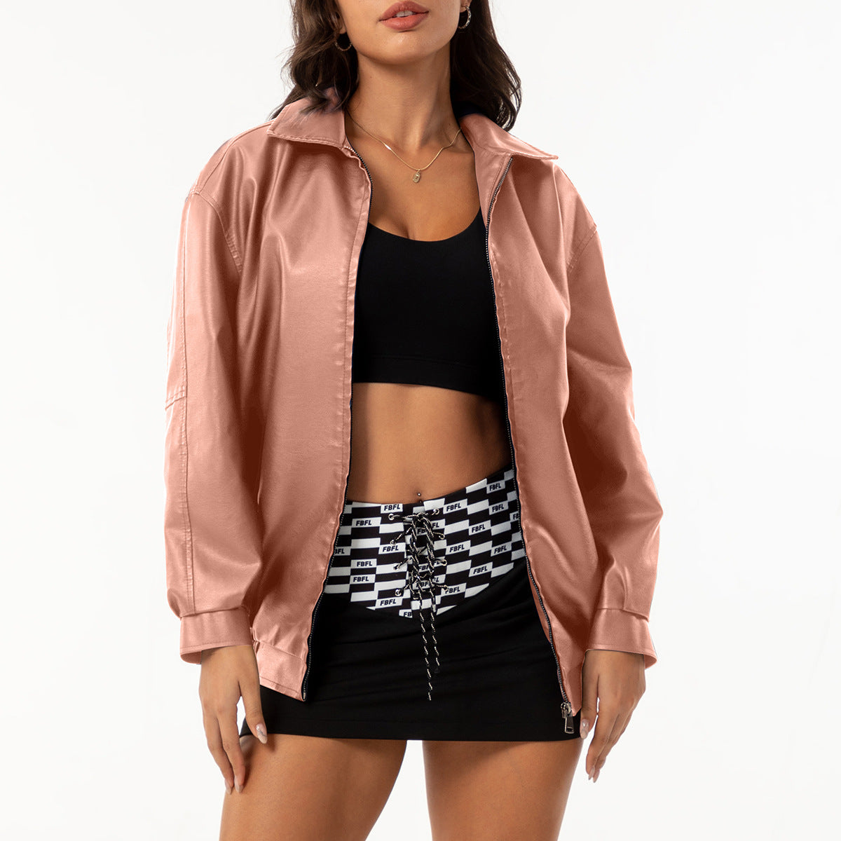 A women's leather jacket