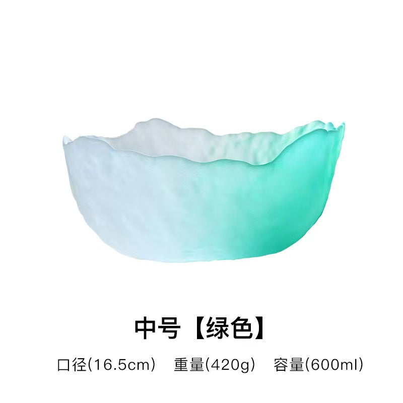 A Creative Japanese Lotus Mist Powder Glass Fruit Salad Bowl Set High Value Dessert Bowl Light Luxury Simple Household Fruit Plate