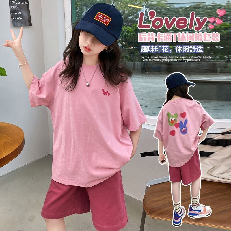 A girl summer thin suit Internet celebrity girl middle aged older children fashionable foreign style fried street sports summer clothes trendy clothes