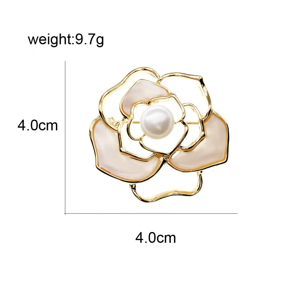 A high-end camellia brooch high-end sense niche pearl pin women's suit small fragrant corsage accessories wholesale jewelry - Mixbatch