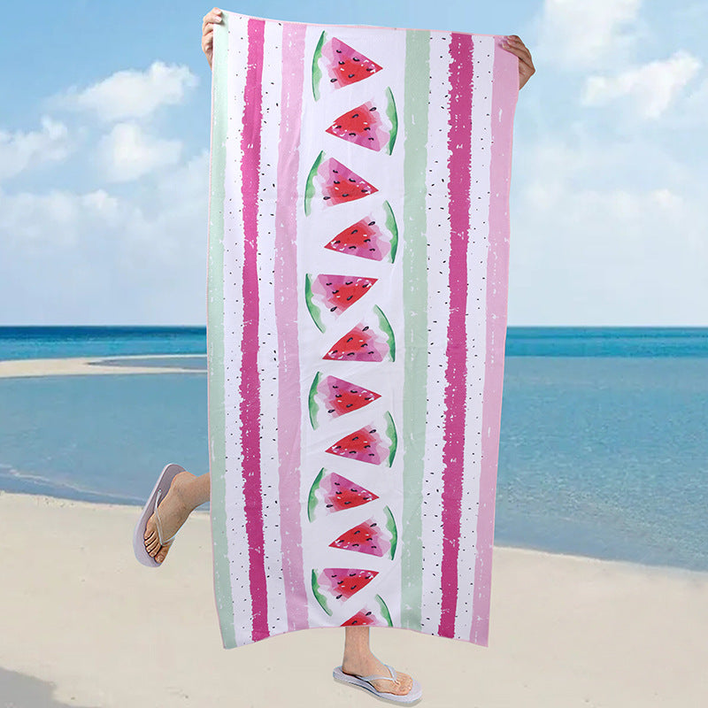 A microfiber double-sided velvet beach towel