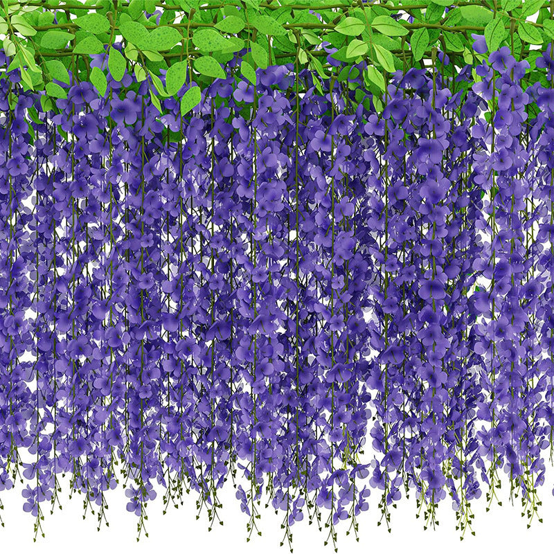 A simulated wisteria flower string bean flower fake flower rattan indoor air conditioner pipe decoration winding blocking wedding silk flower ceiling