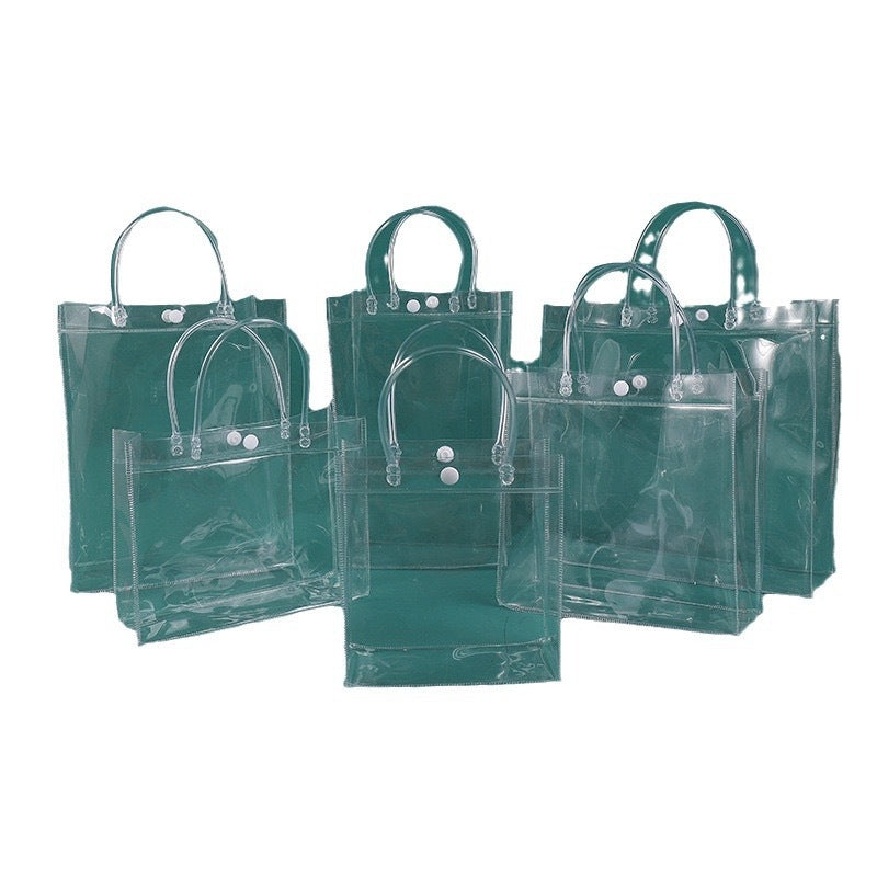 A Spot plastic pvc tote bag, transparent gift packaging bag, milk tea with hand gift, hi candy, portable pvc packaging bag