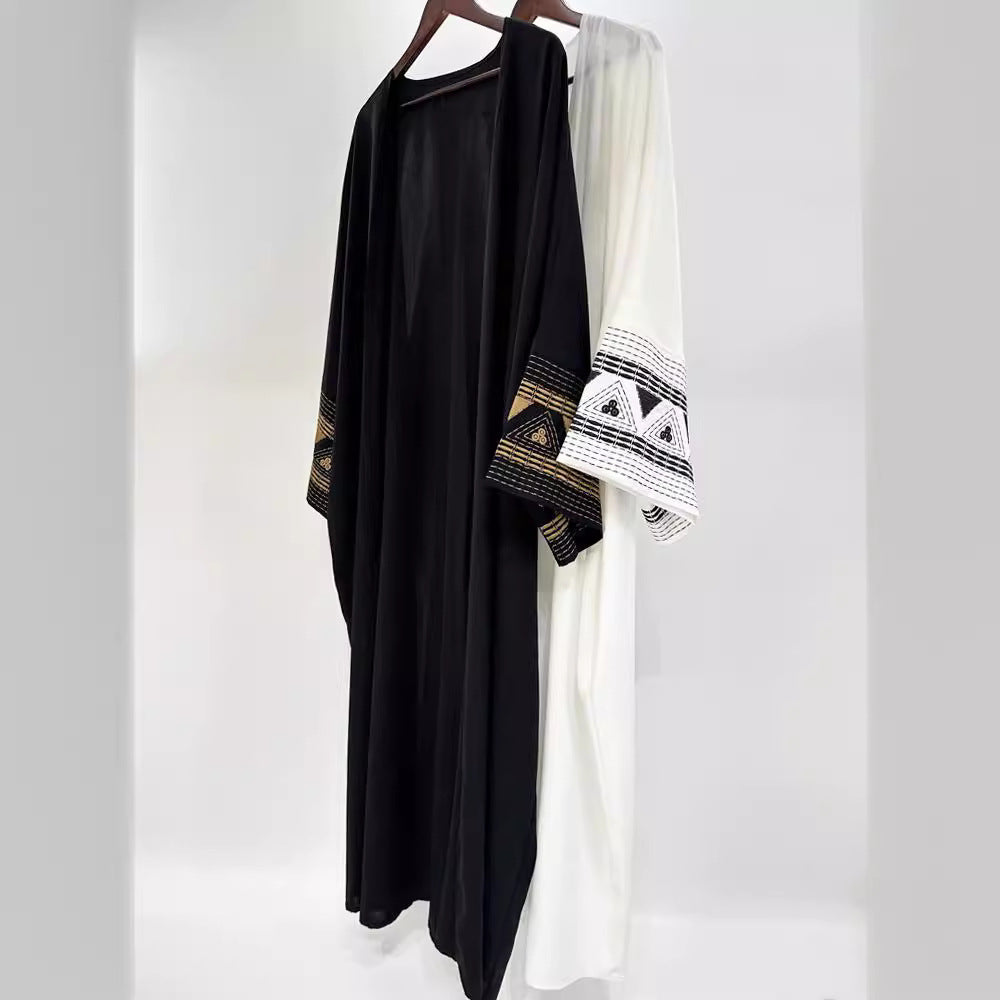 Women's Muslim cardigan embroidered outer drape abaya bat sleeve dress embroidered - Mixbatch