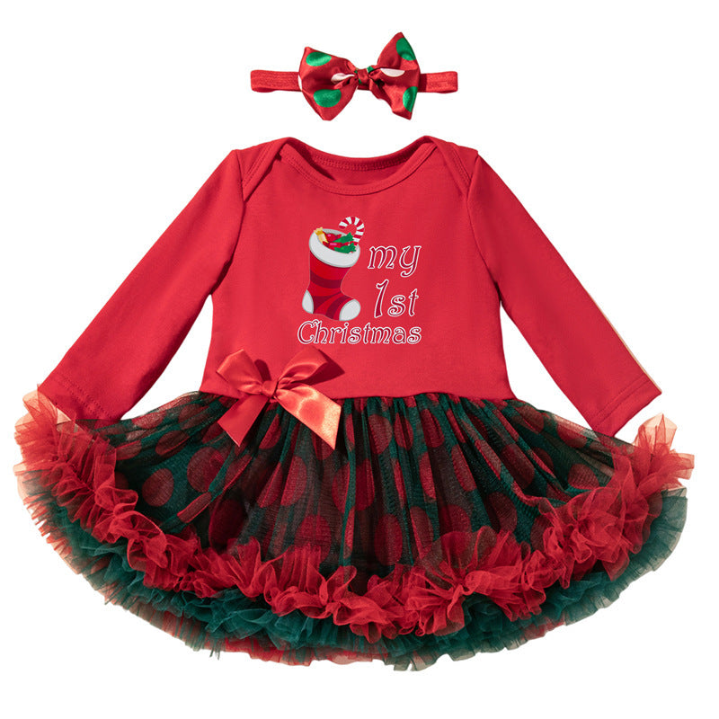 A children's long-sleeved mesh dress