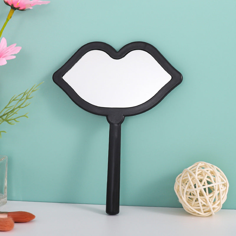 A new lip handheld makeup mirror can be printed LOGO handle mirror high definition portable makeup mirror DIY mini mirror - Mixbatch