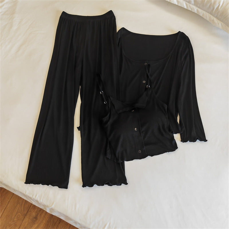 A Modal pajamas women's spring, autumn and winter sexy with chest pads, summer suspenders, trousers can be worn outside, simple loungewear cover - Mixbatch