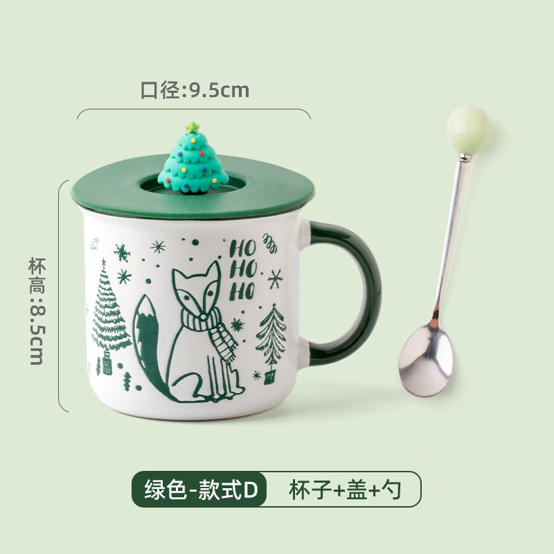 A Christmas mug creative cute cartoon ceramic cup girls coffee cup teacup holiday gift cup