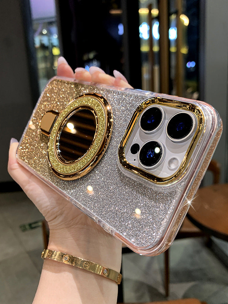 A glitter mirror magnetic suction bracket mobile phone case