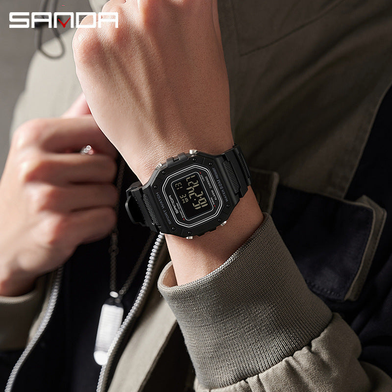 A fashionable small square electronic watch male and female students Korean version simple multi-function luminous waterproof watch factory wholesale