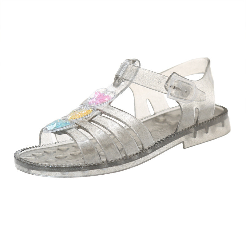 A girl open toe crystal shoes baby foreign style princess shoes - Mixbatch