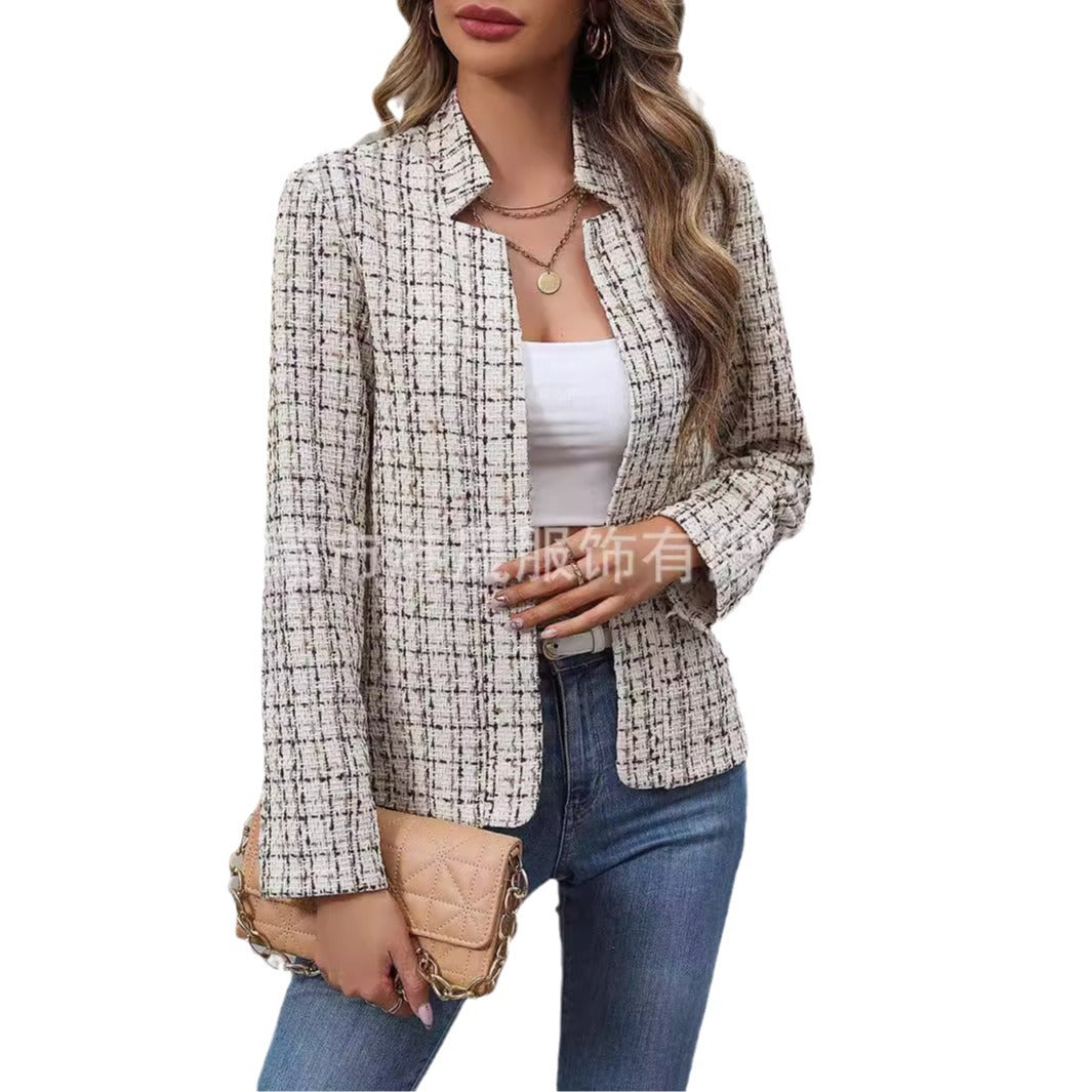 A Autumn European and American foreign trade cross-border women's cardigan slim-fitting small fragrant temperament office small blazer women