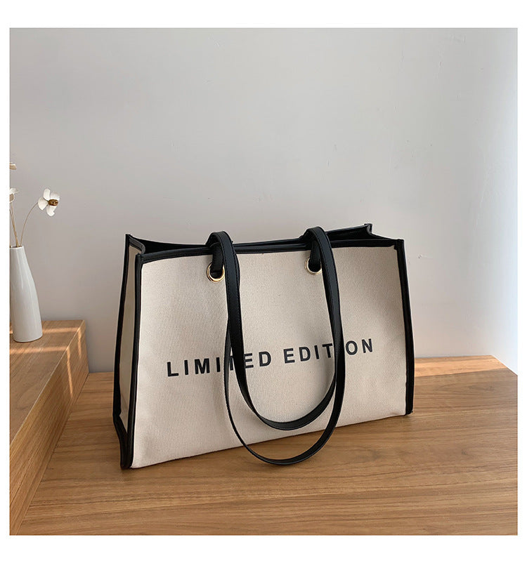 A trendy personalized shoulder bag alphabet printed canvas women's bag