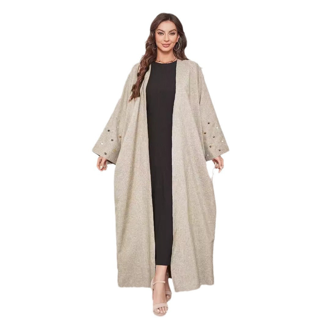 Embroidered Middle Eastern Muslim Cardigan Robe Embroidered Dress Women's Clothing - Mixbatch