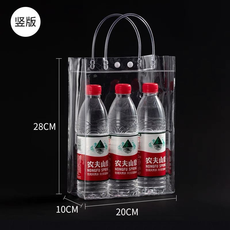 A spot stall pvc plastic tote bag transparent hose thickened red wine packaging bag gift bag
