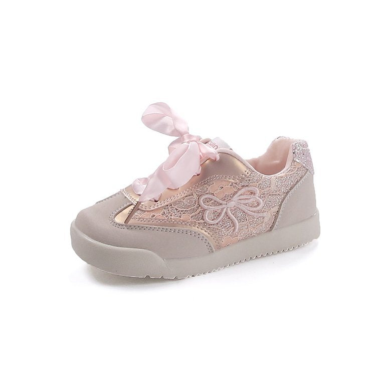 P Spring and Autumn New Girls Board Shoes Medium and Older Children Ultra Light Girls Sneakers Running Shoes