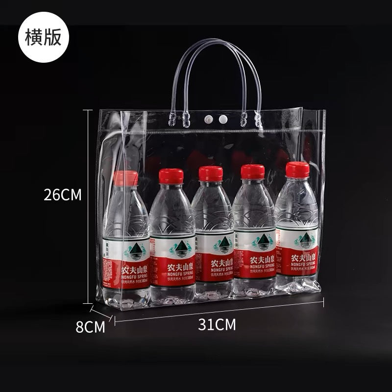 A spot stall pvc plastic tote bag transparent hose thickened red wine packaging bag gift bag