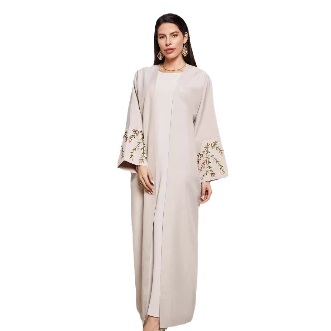 Muslim Embroidered Middle Eastern Clothing Fashion Elegant Cardigan Embroidered Dress Robe - Mixbatch