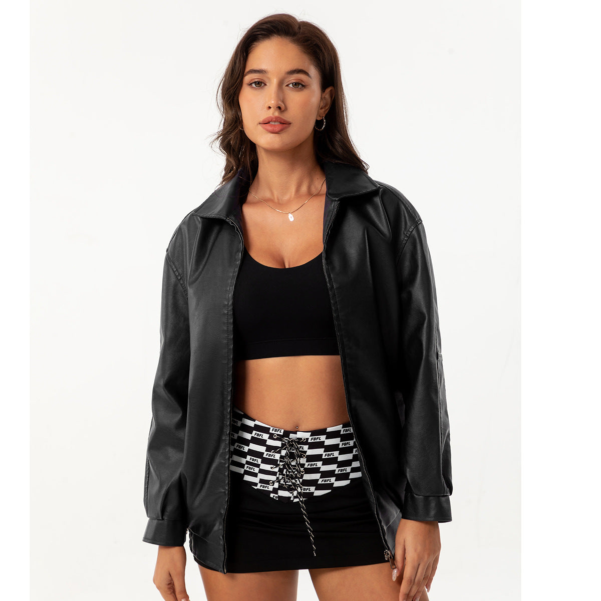 A women's leather jacket
