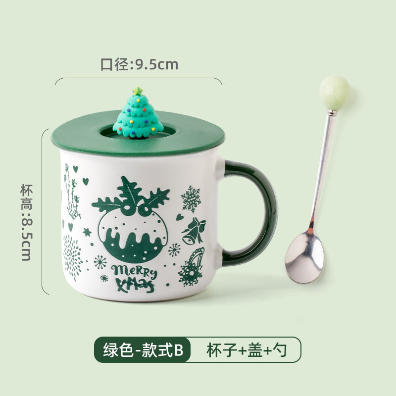 A Christmas mug creative cute cartoon ceramic cup girls coffee cup teacup holiday gift cup