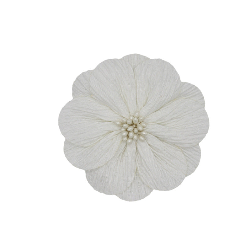 A new handmade pleated fabric flower bark pattern flower core head flower headband accessories shoes and hats flower clothing accessories 8CM - Mixbatch