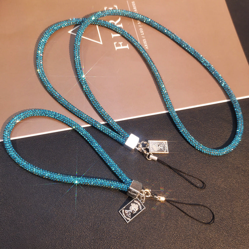 A Mobile phone lanyard length Wrist rhinestone lanyard Women's high-end luxury full diamond pendant Colorful fashion pendant - Mixbatch
