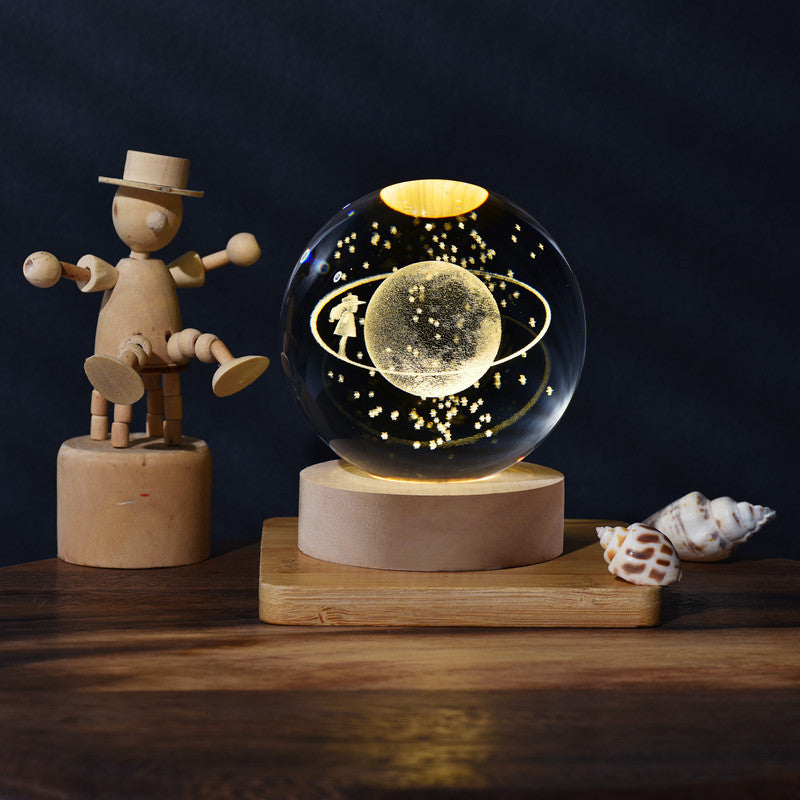 A creative 3d laser engraved crystal ball lamp