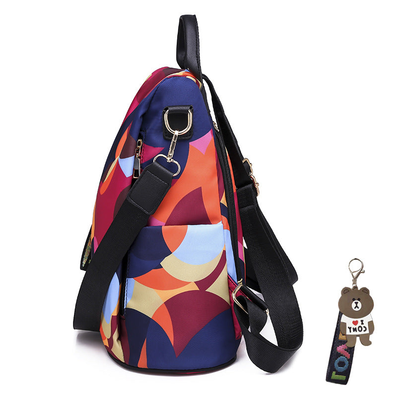 A Korean version of fashionable versatile Oxford cloth anti-theft backpack women's bag free pendant - Mixbatch