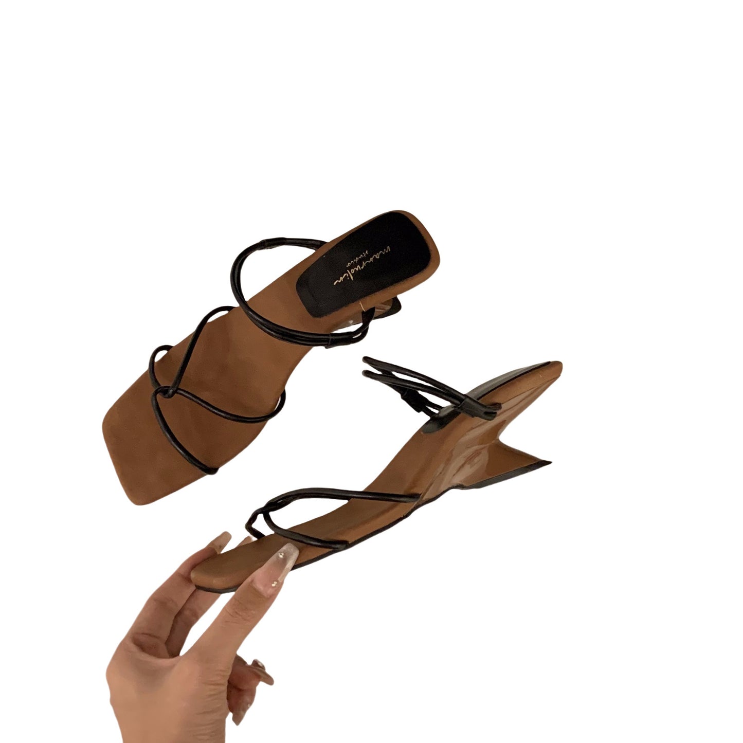 A Wedge Heel Strap Women Sandals Slippers