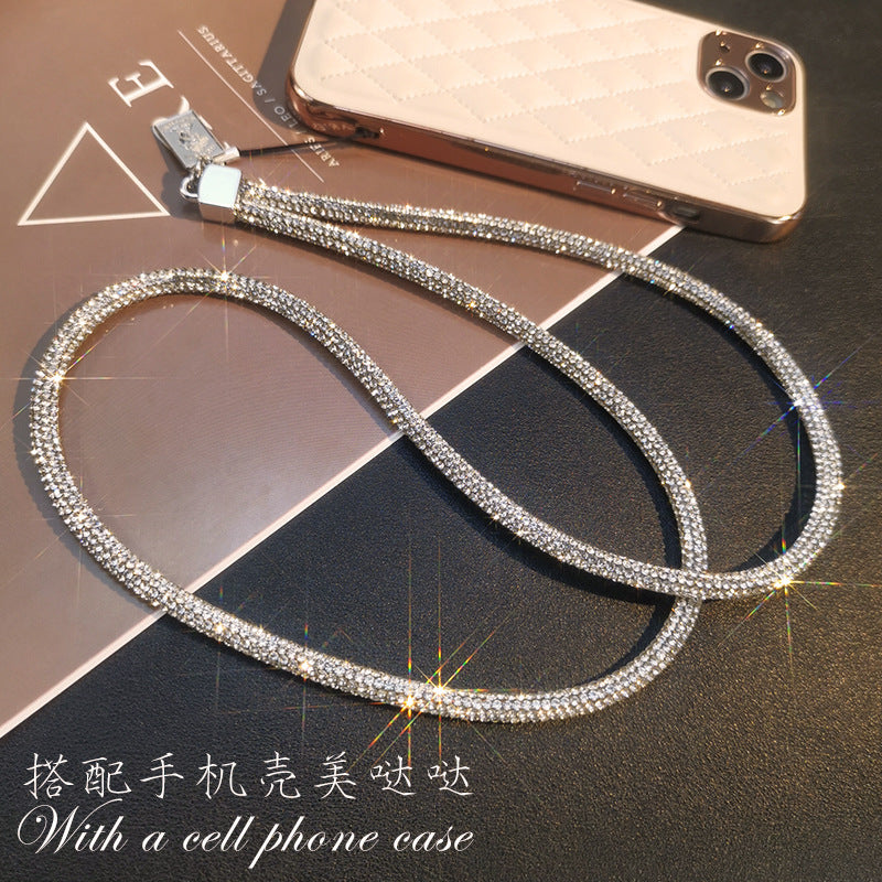 A Mobile phone lanyard length Wrist rhinestone lanyard Women's high-end luxury full diamond pendant Colorful fashion pendant - Mixbatch