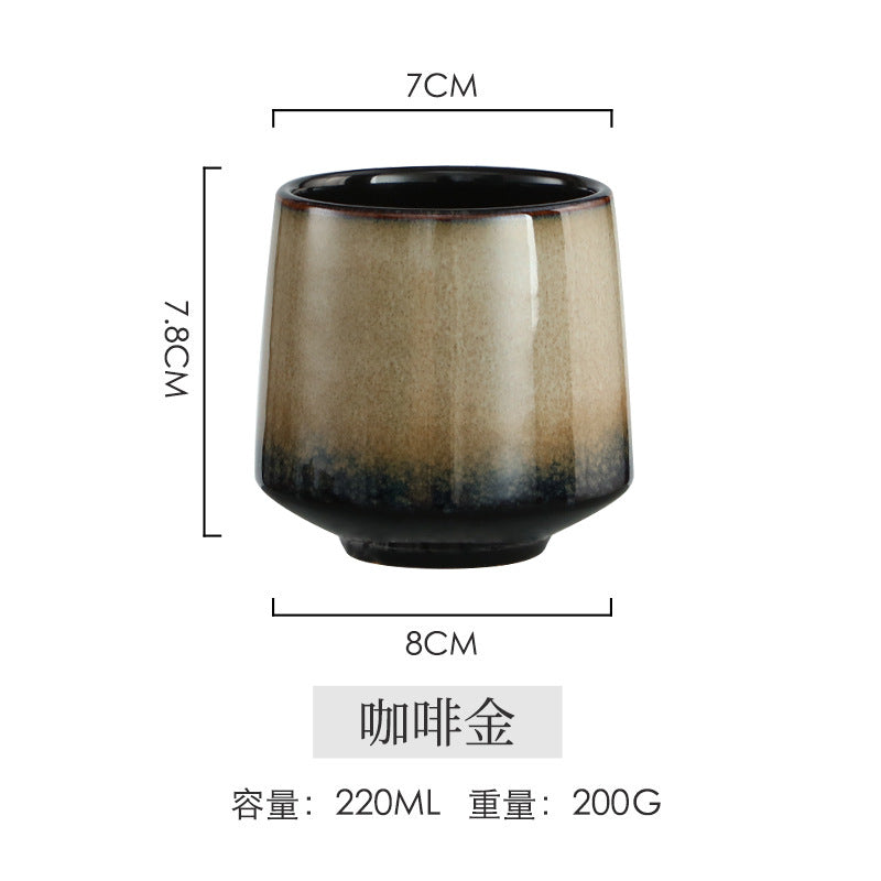 A Japanese-style kiln-changed retro coffee gold creative ceramics simple high-end light luxury cup, bowl, plate and tableware combination set