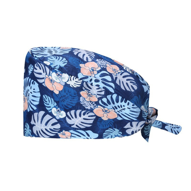 A Cross-border surgical cap Cotton solid color nurse operating room cap Sweat-absorbing and windproof confinement cap Dental dentist cap