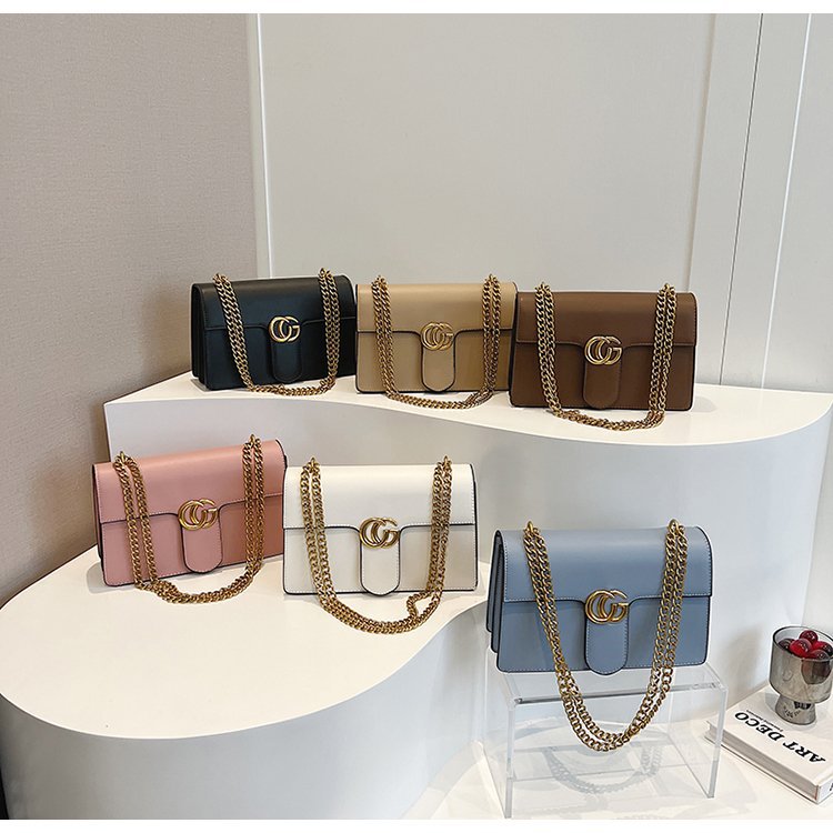 A new fashion chain pu small square bag oblique span bag portable bags