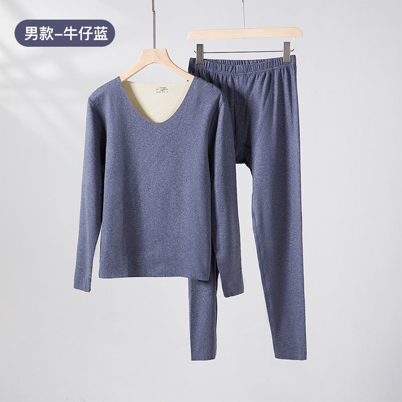 A autumn and winter silk wool thermal underwear female couple German velvet heating thickened primer long johns set wholesale - Mixbatch