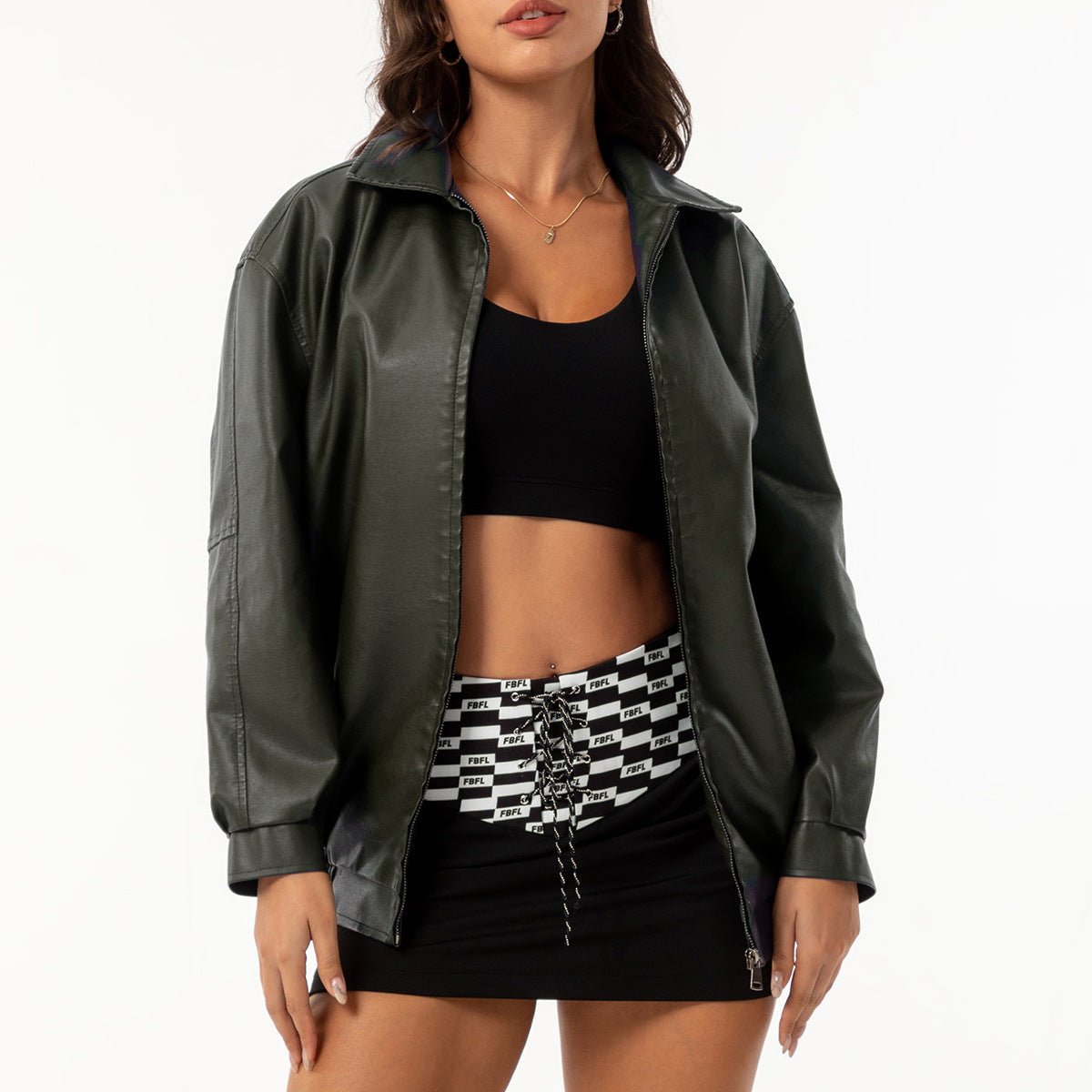 A women's leather jacket