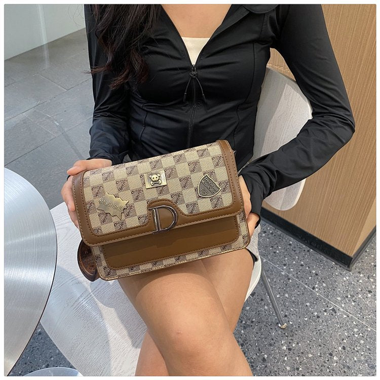 A printed handbag