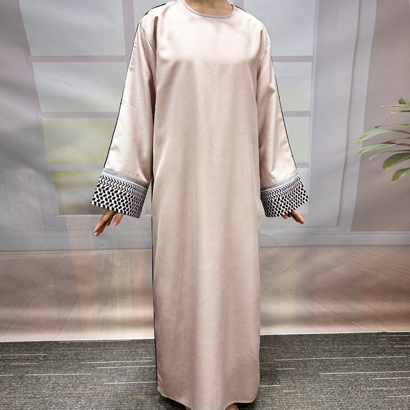 New Middle Eastern Muslim Clothing Fashion Elegant Embroidered Zipper Dress Burqa - Mixbatch
