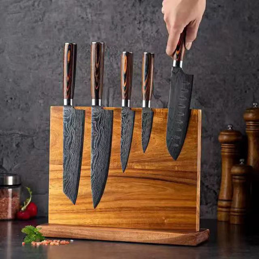 A Solid wood magnetic knife holder Household kitchen knife holder Magnetic tool rack Kitchen creative multi-functional shelf